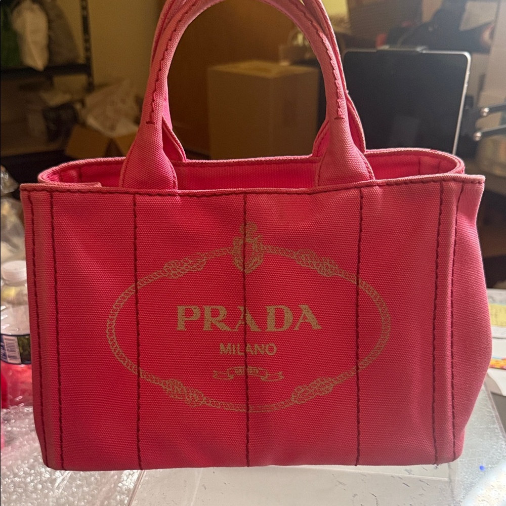 Prada Fuchsia Canvas Tote Bag